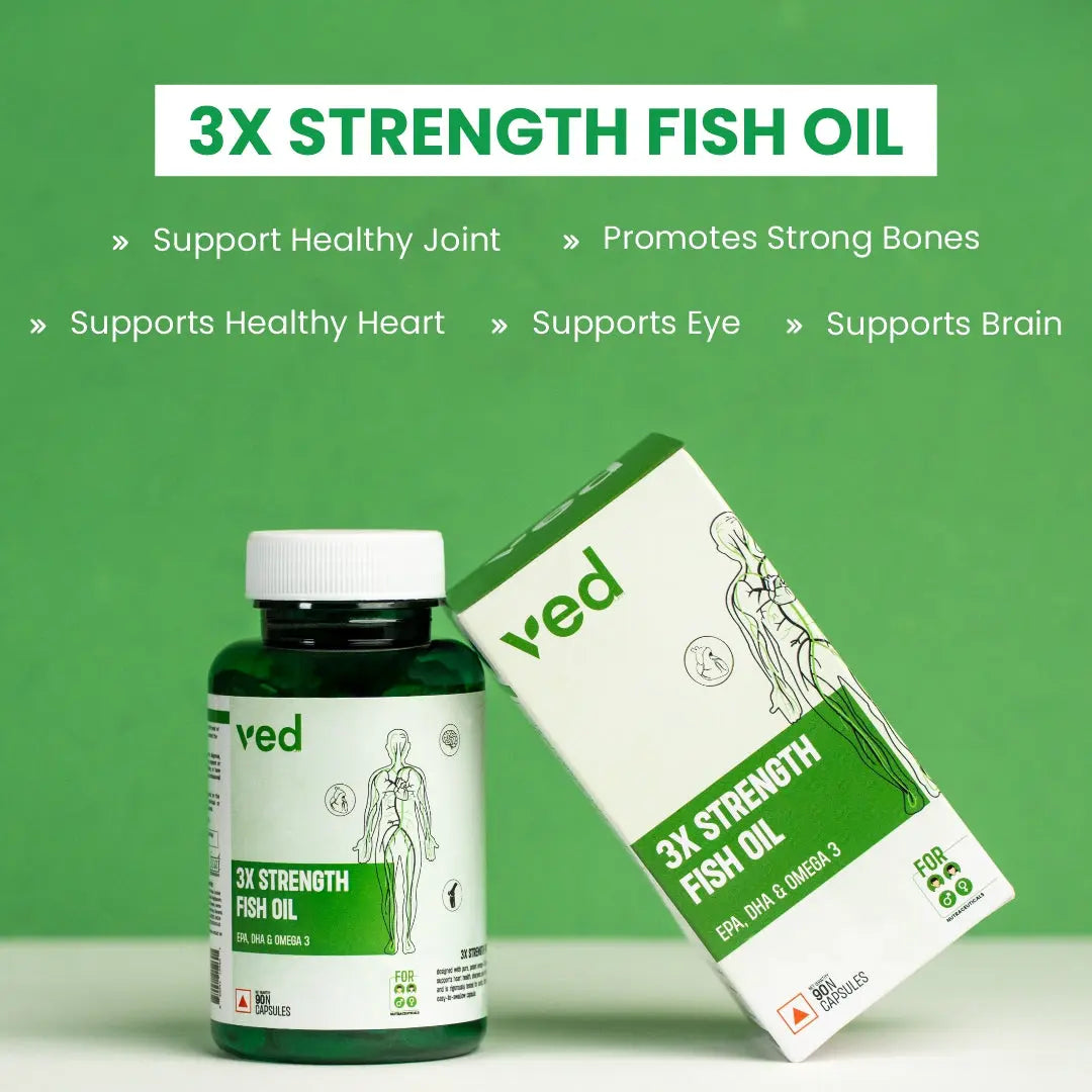 Vedayu Omega-3 fish oil capsules high strength fish oil omega-3 supplement 1400mg EPA DHA for joint and heart health