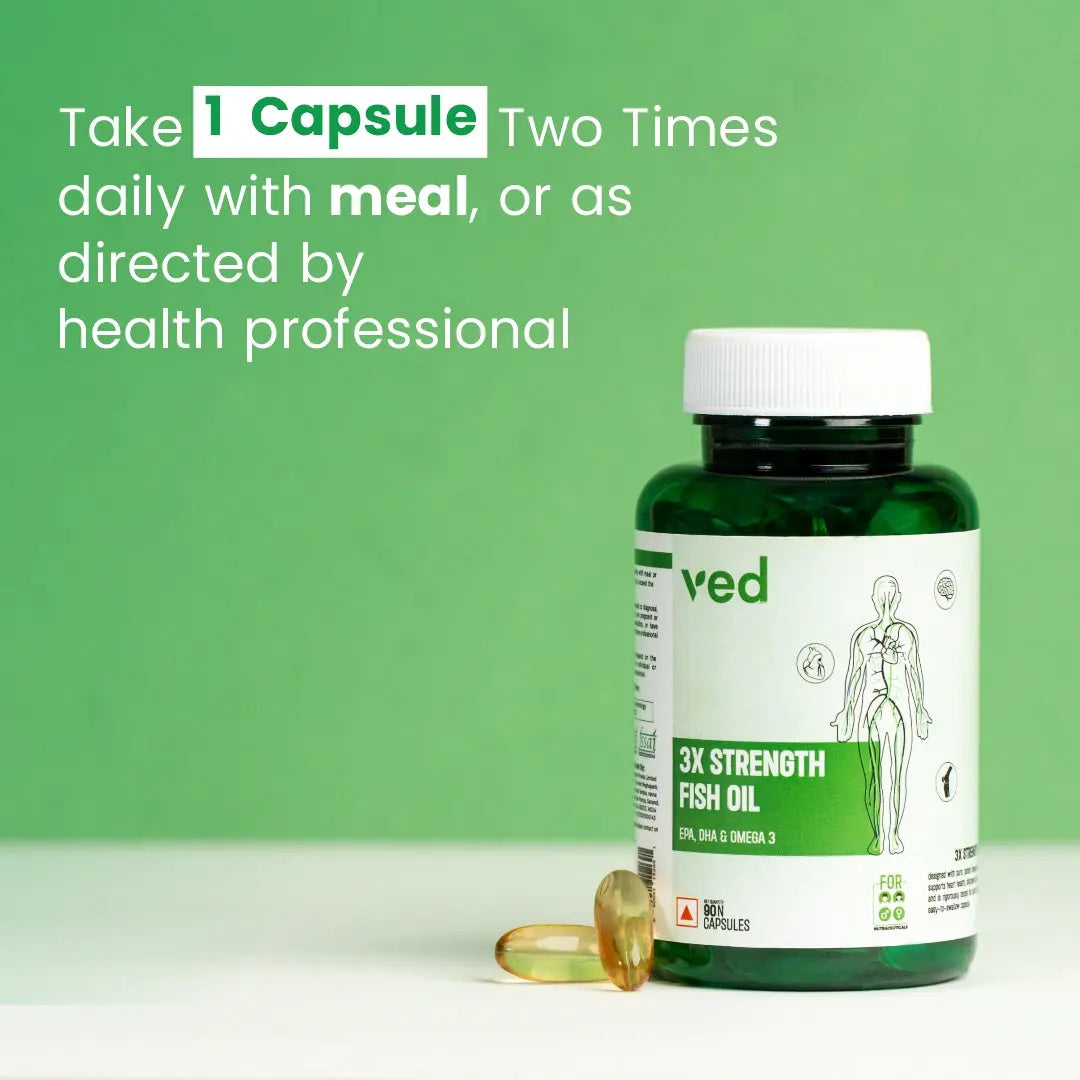 Vedayu Omega-3 Fish Oil Capsules with 1400mg EPA DHA for high strength fish oil supplements